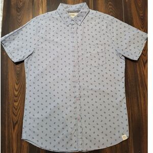 Free Planet Light Blue Short Sleeved Collared Shirt with Bicycle Print Men's L